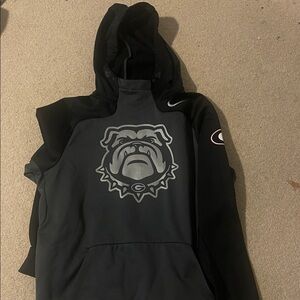 Black Nike Hoodie with Bulldog Logo